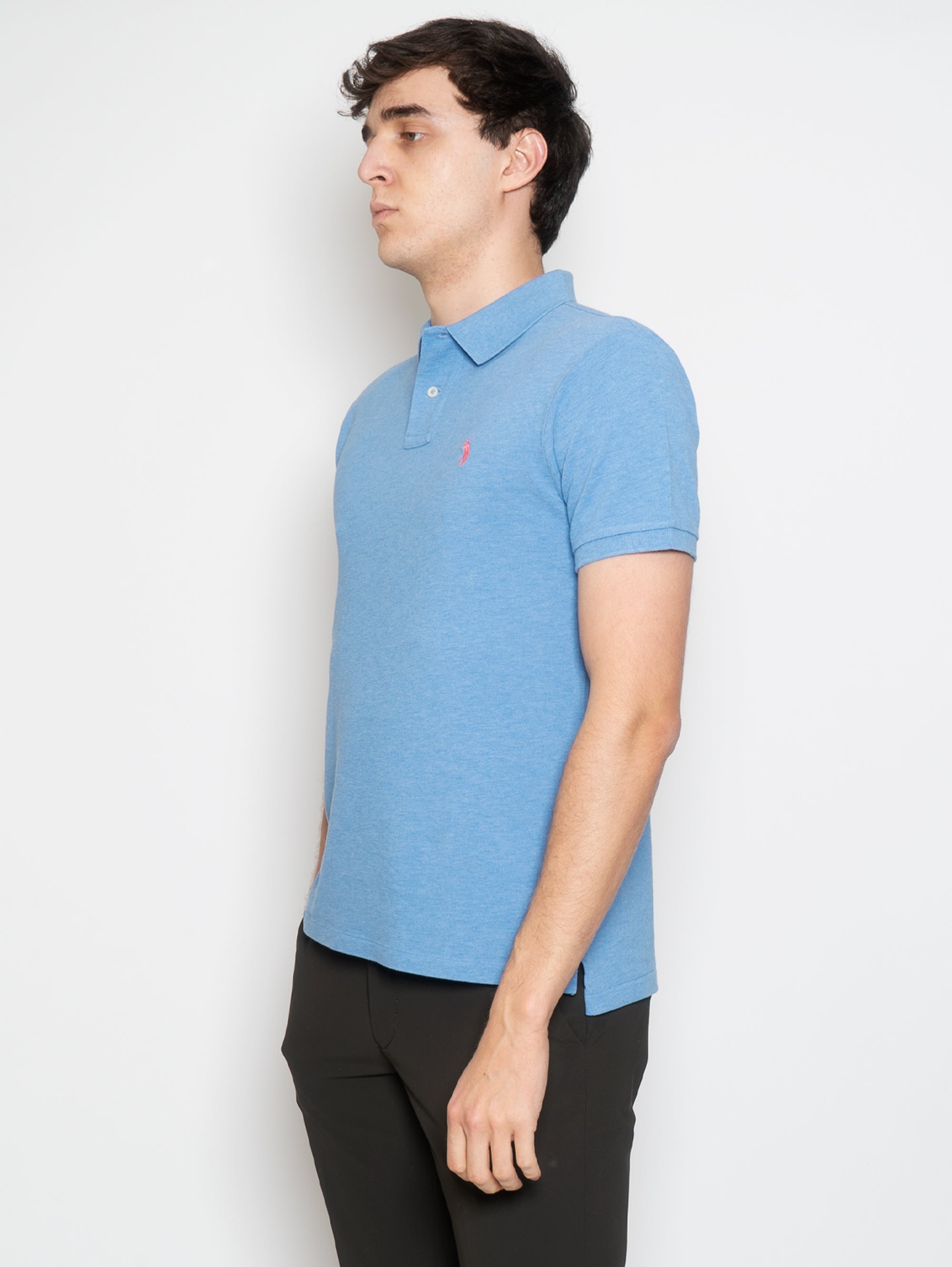 Polo in Mesh Slim Fit Blu