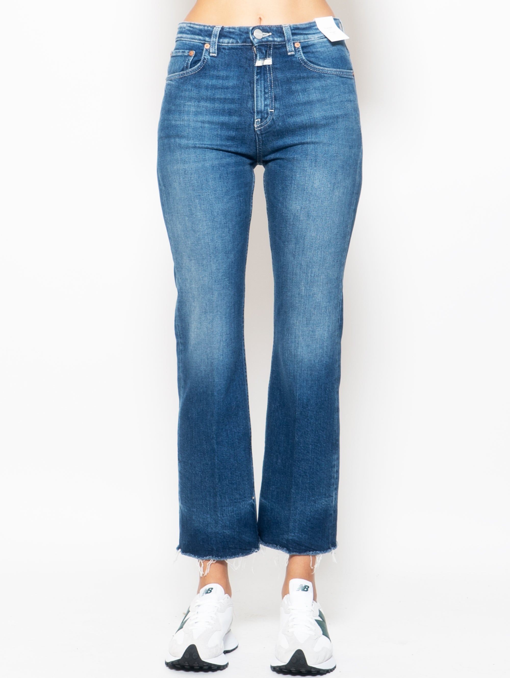 CLOSED-Jeans Cropped con Vita Alta Blu-TRYME Shop