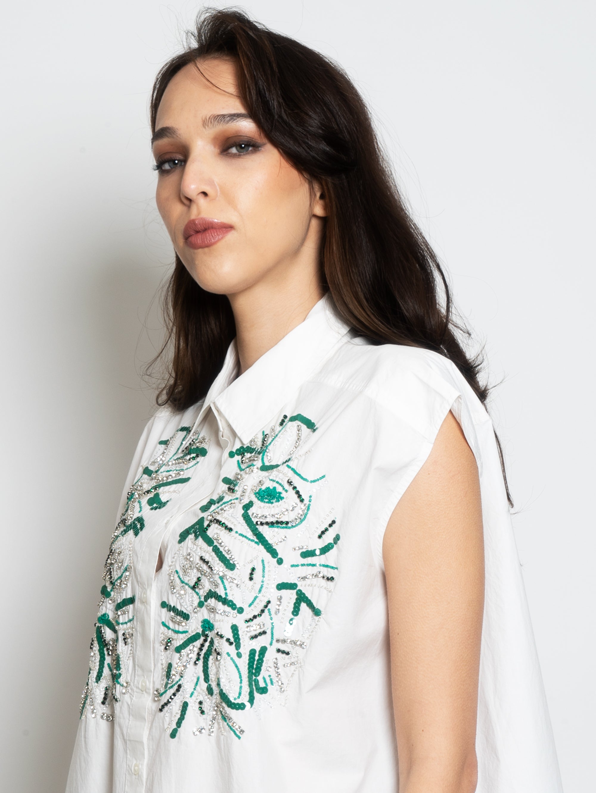 Shirt with White Embroidery