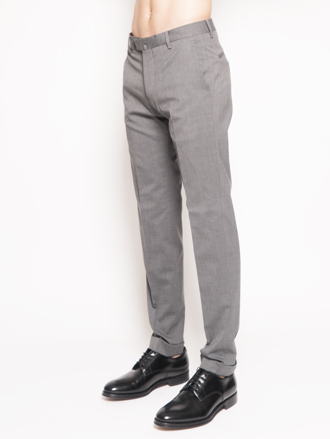 Gray Stretch Wool Blend Trousers