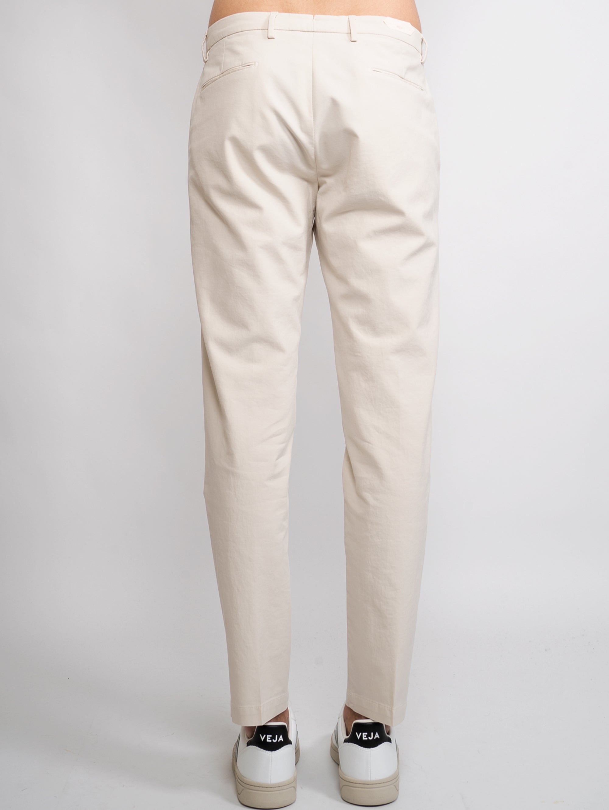 Pantaloni in Rasatello di Cotone Beige