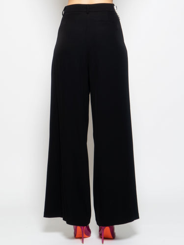 Palazzo-Hose mit Bundfalten in Schwarz
