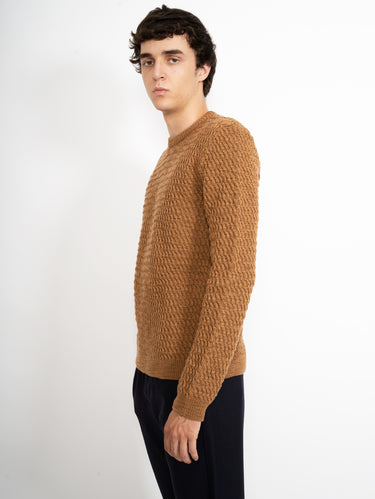 Wide-Knit Crew Neck Muner Picheto Camel