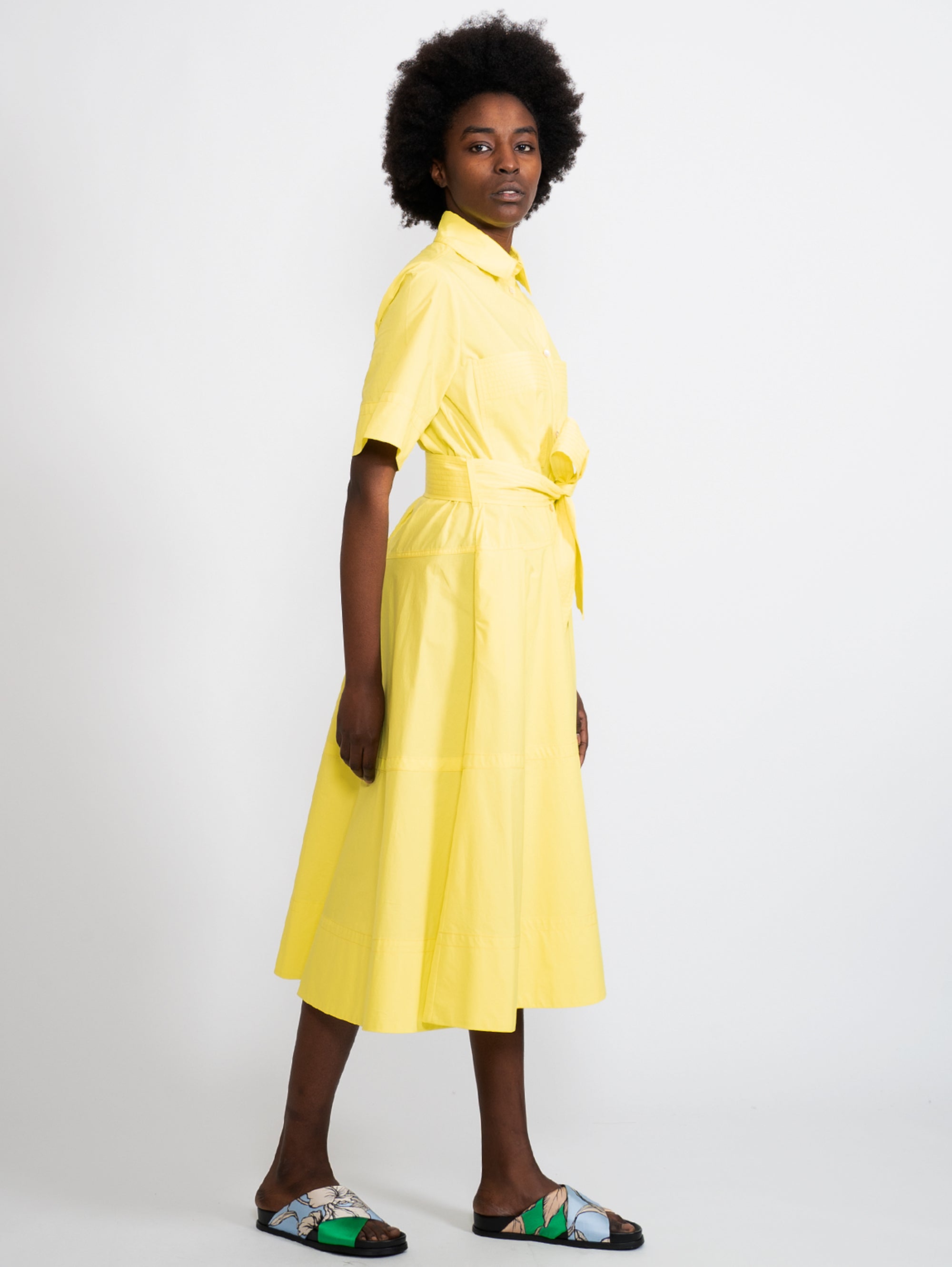 Chemisier Dress with Yellow Belt