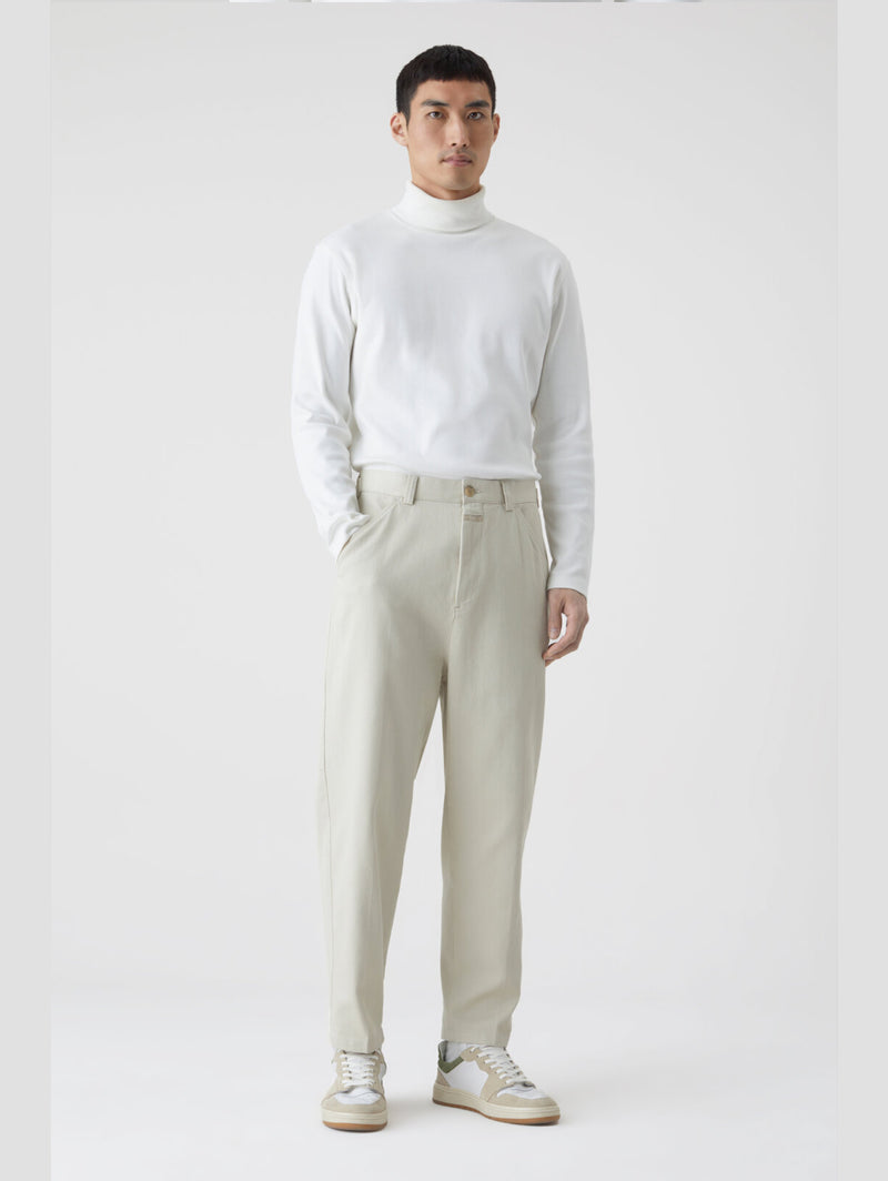 Pantalone in Twill di Cotone Organico Bianco