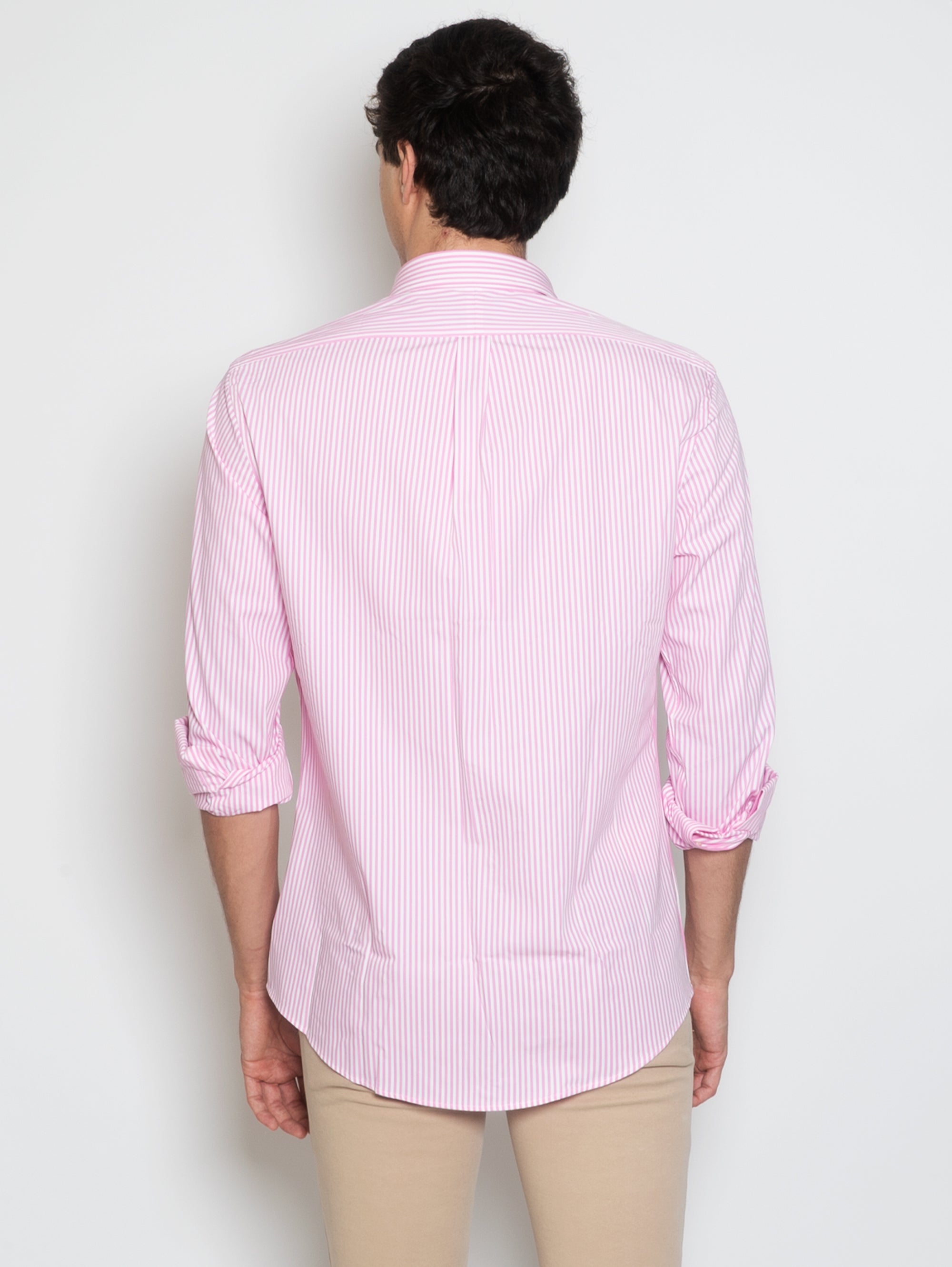 Pink/White Striped Stretch Sports Shirt