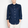RALPH LAUREN-Camicia in Lino Collo alla Coreana Blu-TRYME Shop