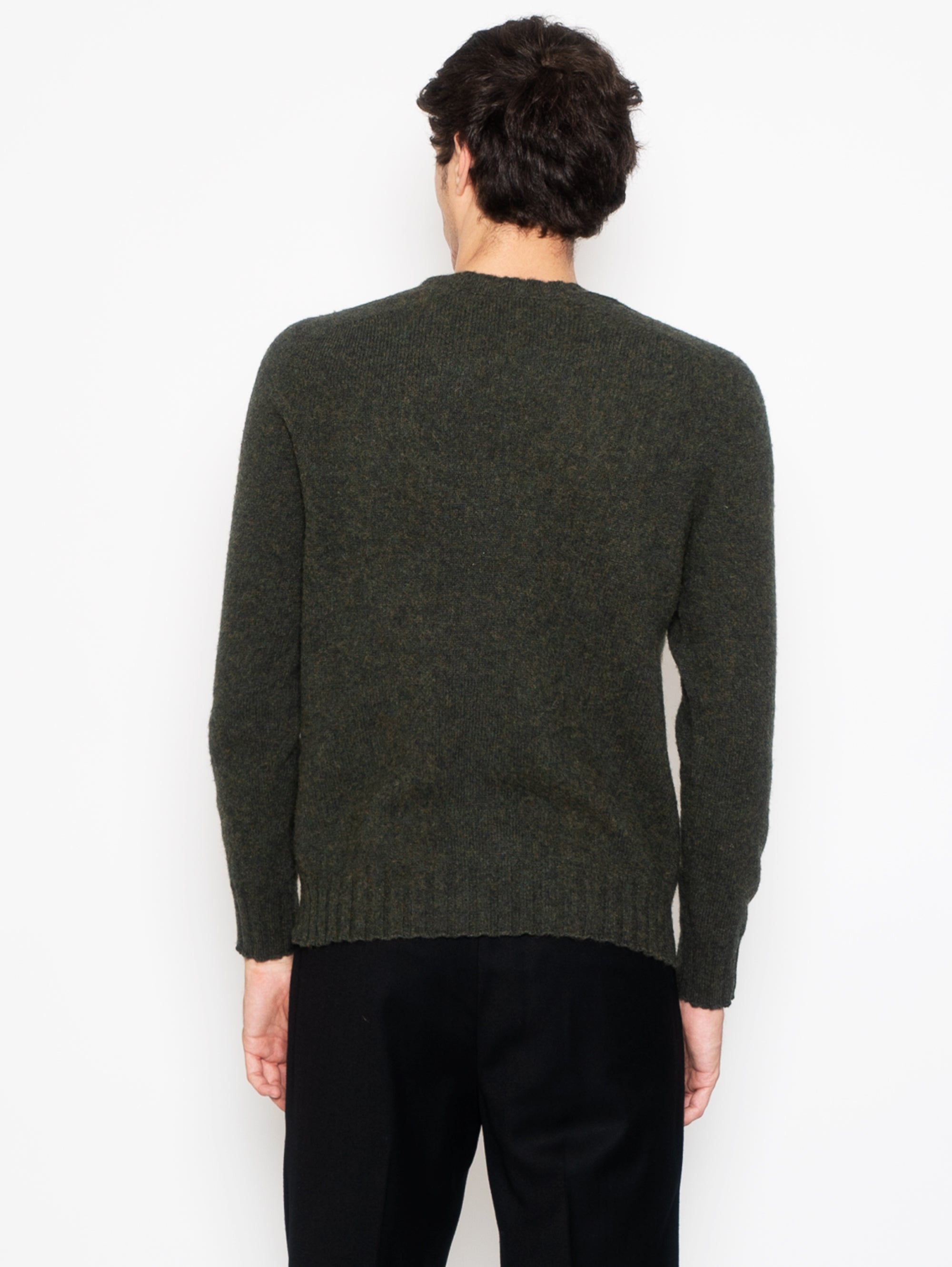 Moss Shetland Wool Crewneck Sweater