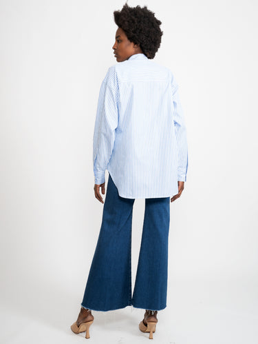Camicia con Tasche sul Petto Bianco/Blu