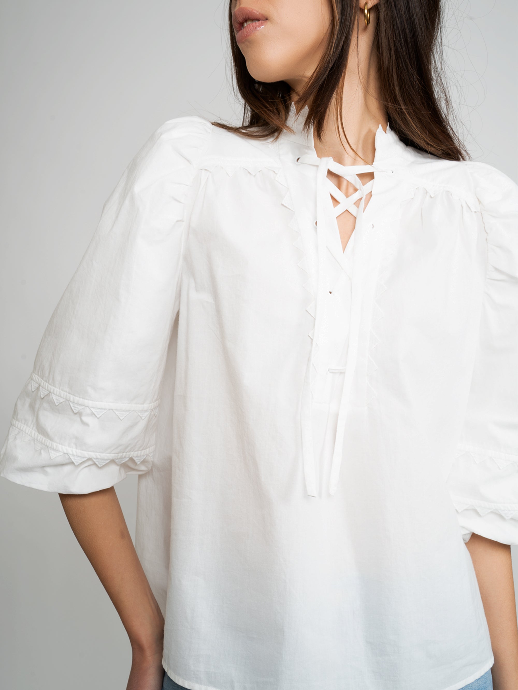 Blouse with White Balloon Sleeves