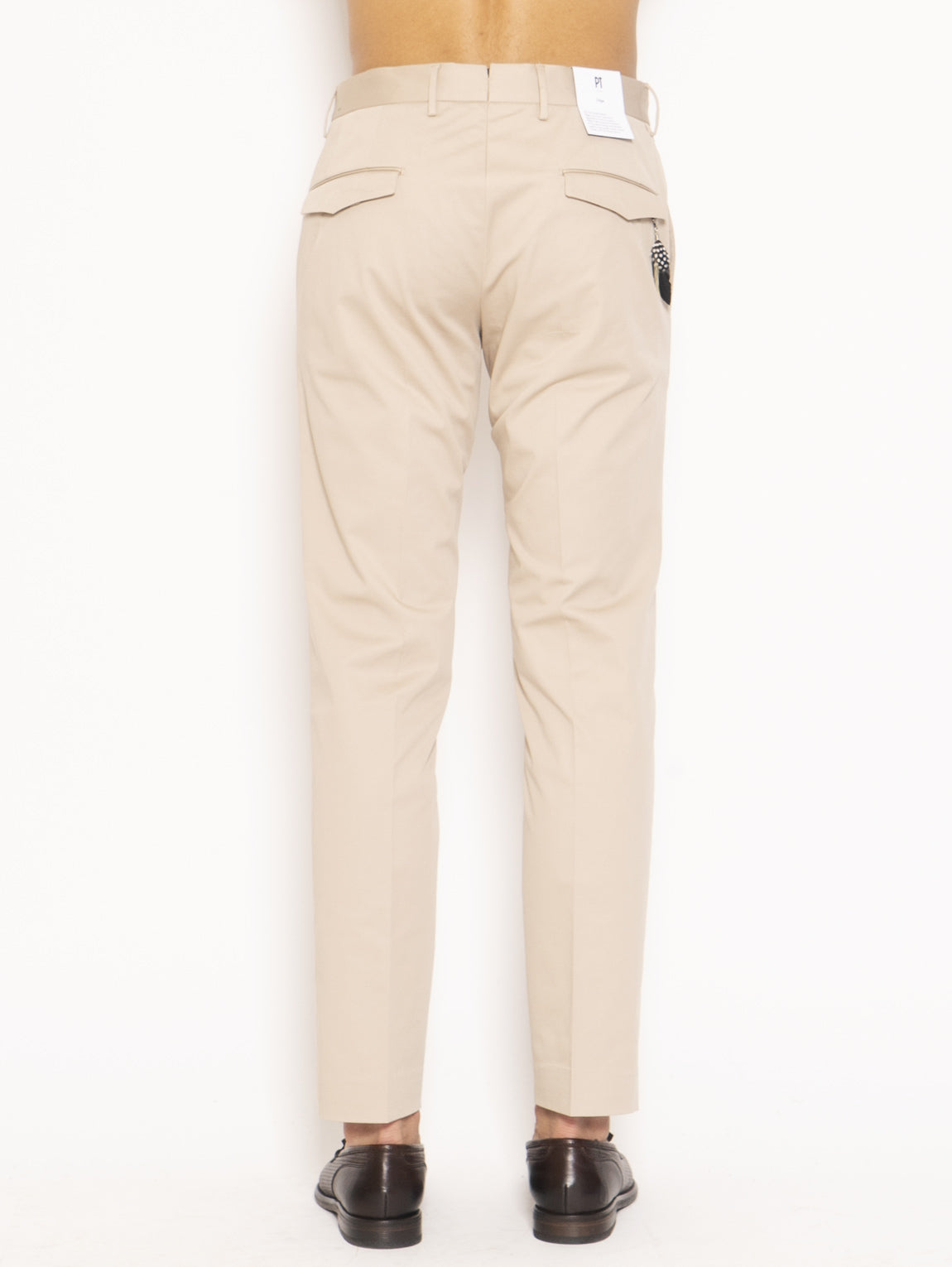 Beige diagonal cotton trousers
