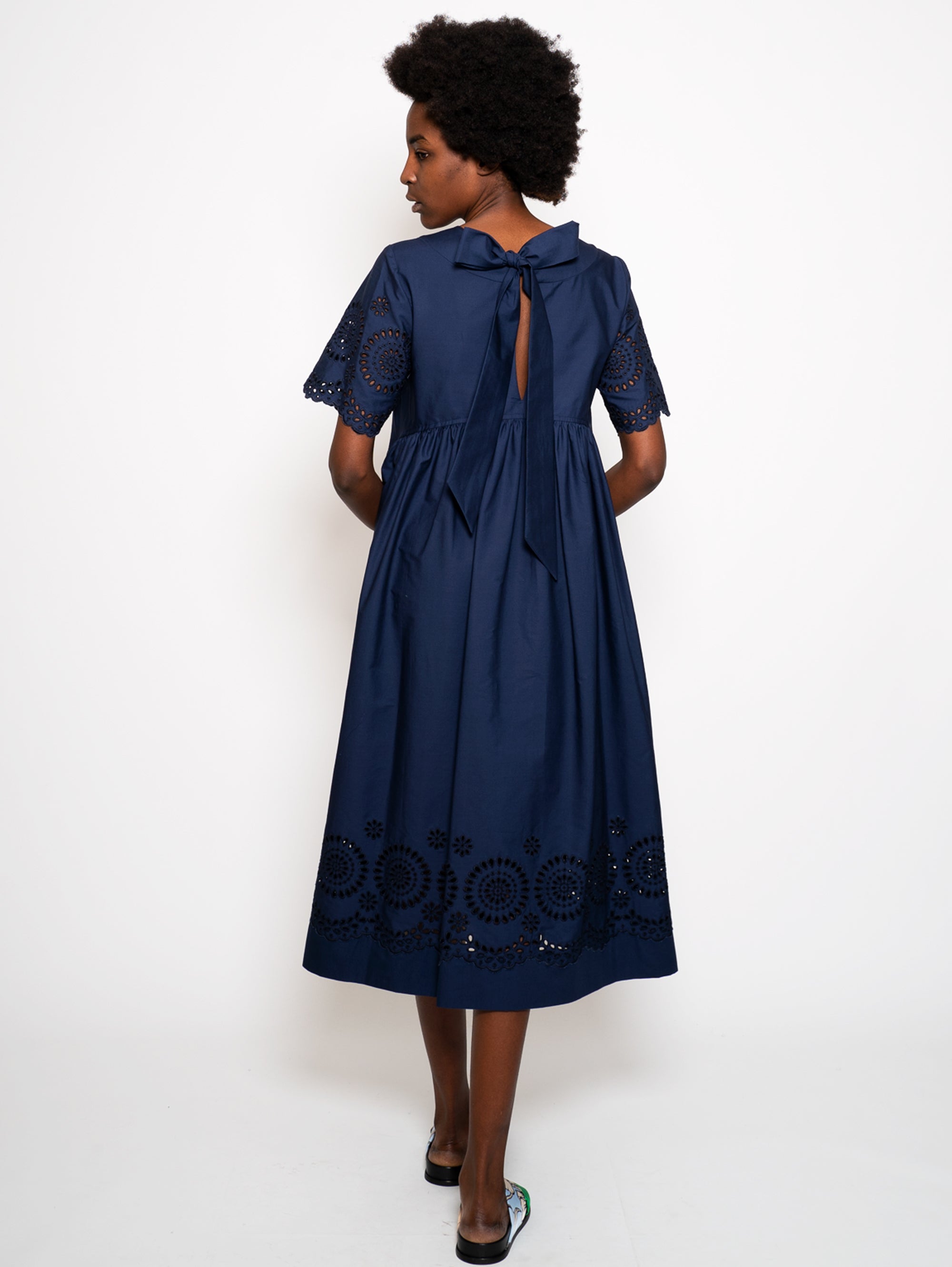 Blue Macramé Midi Dress