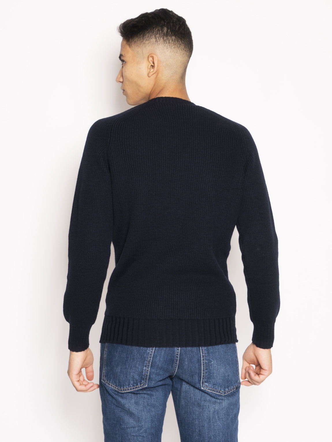 Crewneck with Blue Ribbed Processing