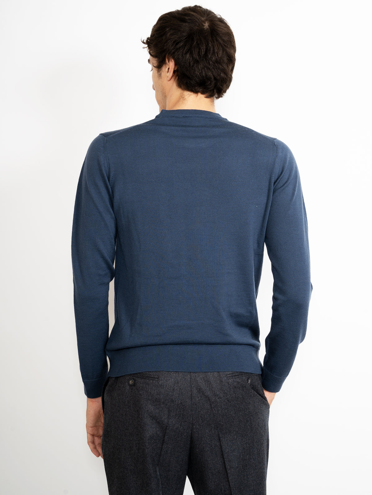 ALPHA STUDIO - Maglia Slim in Merinos Blu Vintage – TRYME Shop