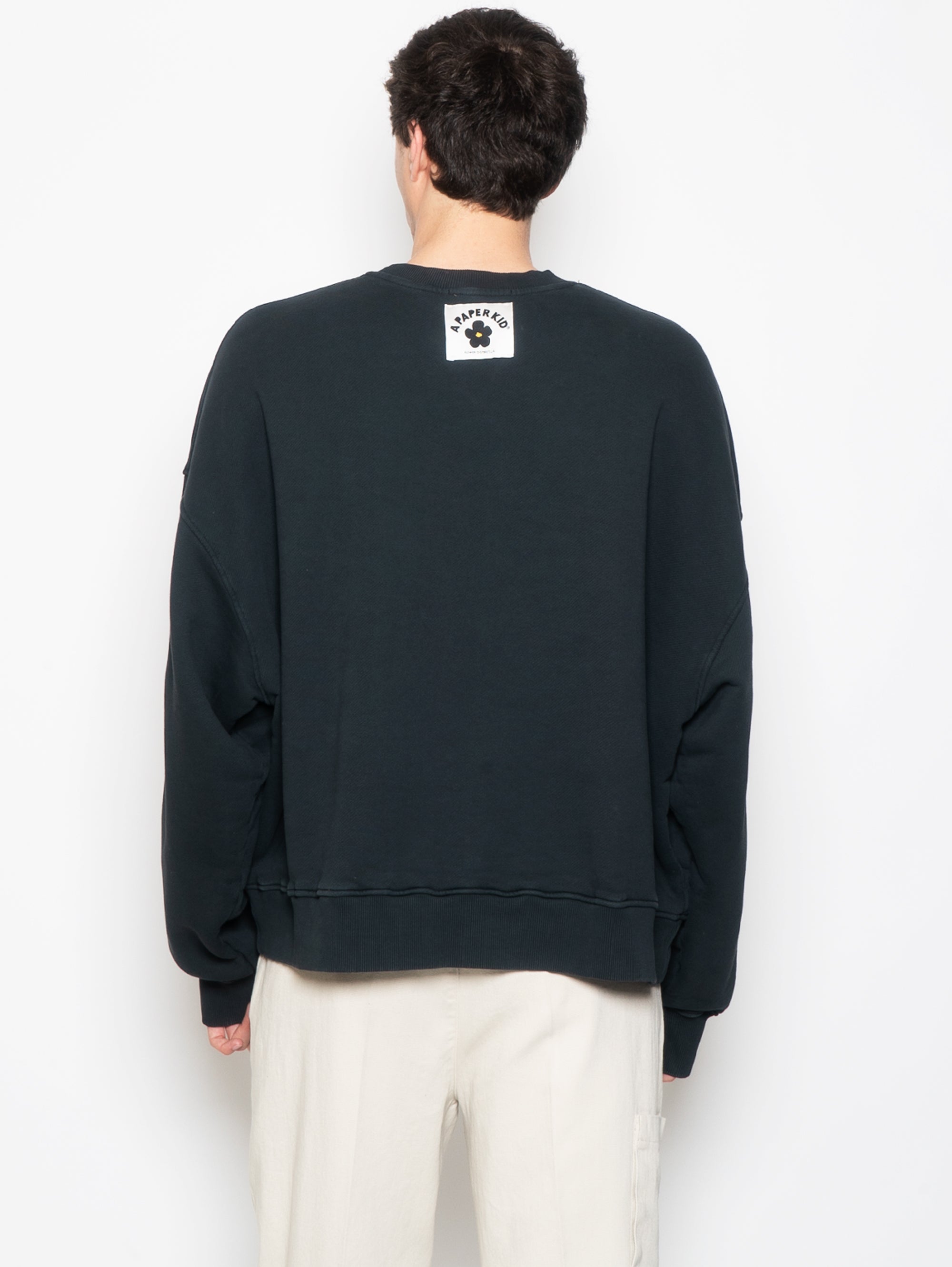 Schwarzes Sweatshirt mit Rundhalsausschnitt