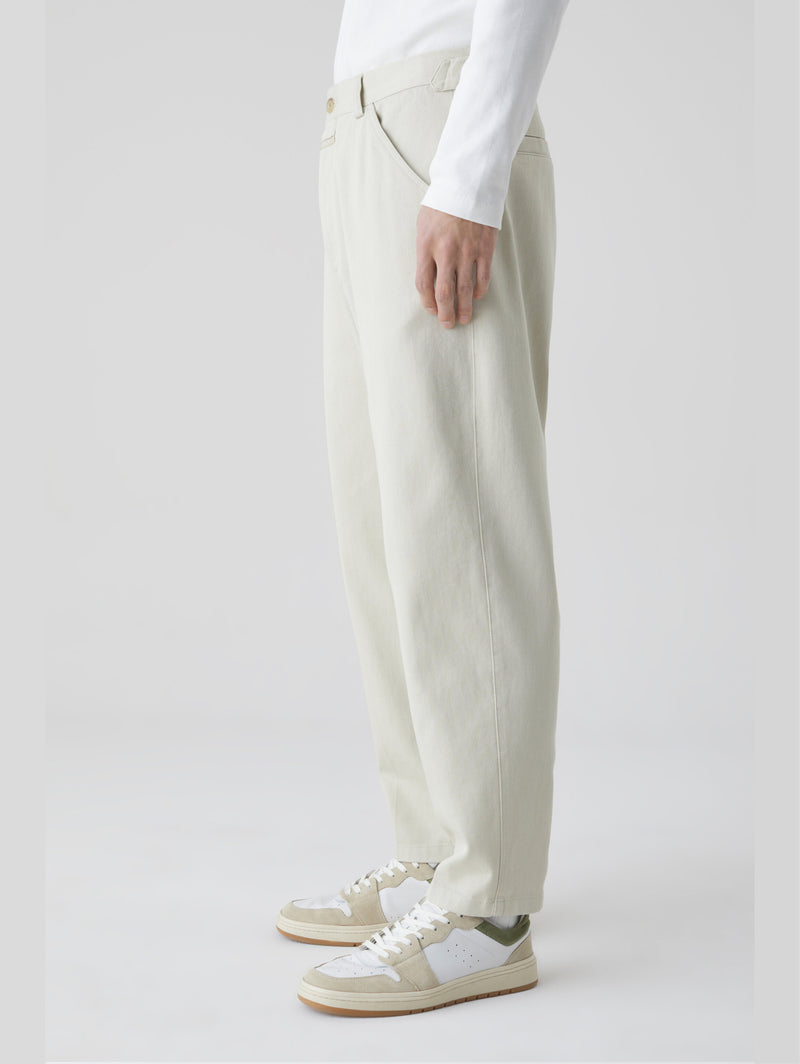 Pantalone in Twill di Cotone Organico Bianco