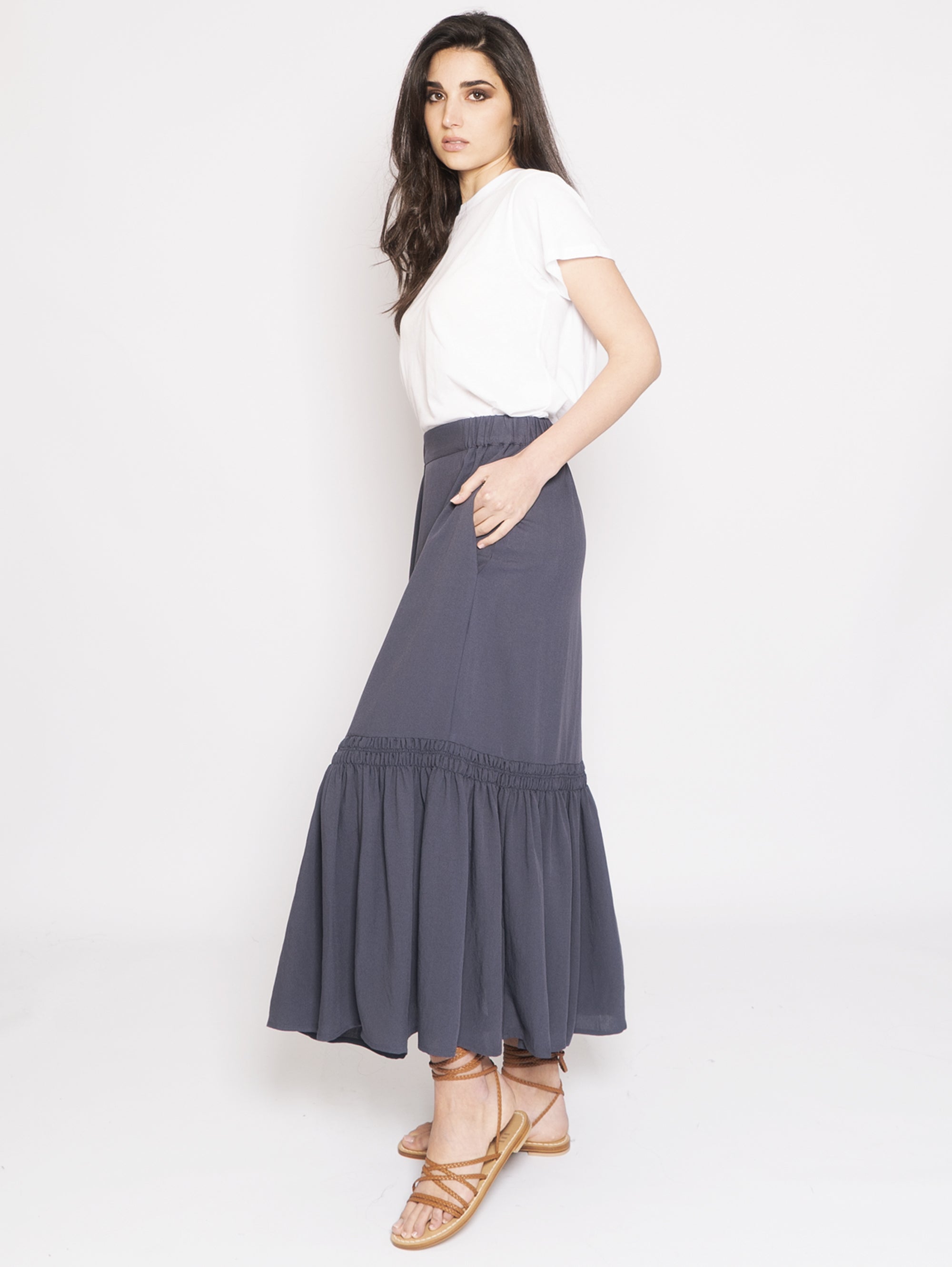CLOSED - Long Skirt with Blue Flounces – TRYME Shop