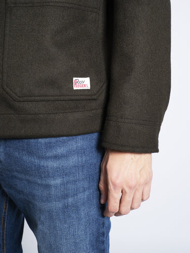 Worker-Jacke aus Wollstoff in Grün