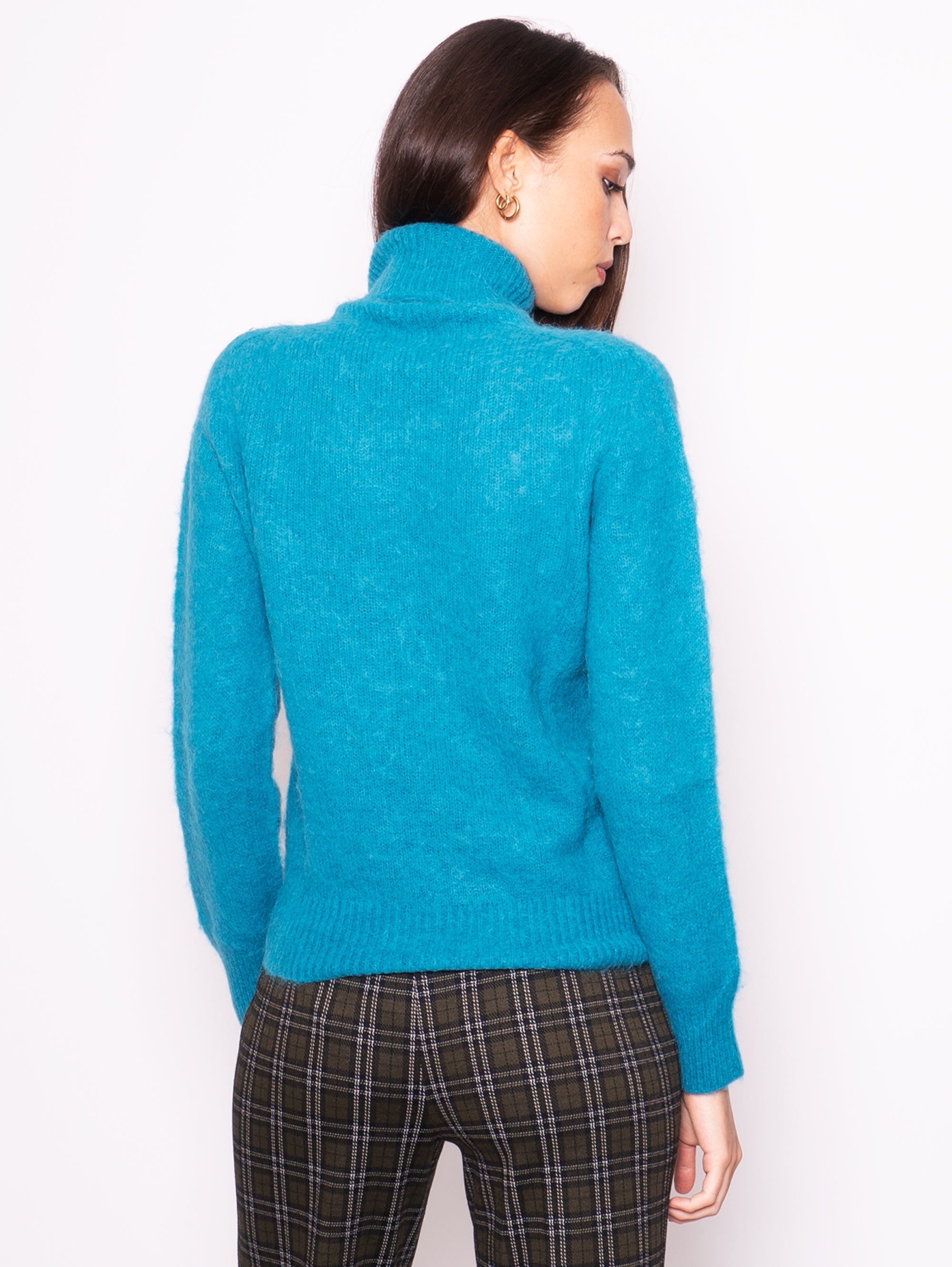 Blue High Neck Sweater