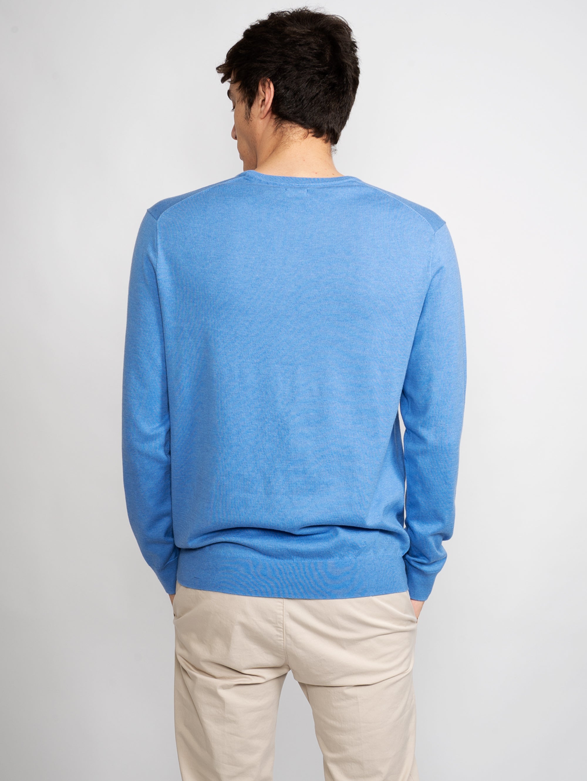 Blue Slim Fit Cotton Sweater