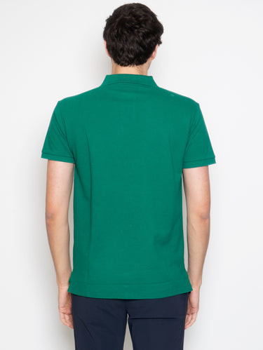 Grünes Polo aus Mesh, Slim Fit