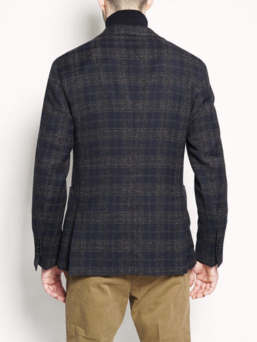 Giacca check in misto lana Blu-Giacche-MANUEL RITZ-TRYME Shop