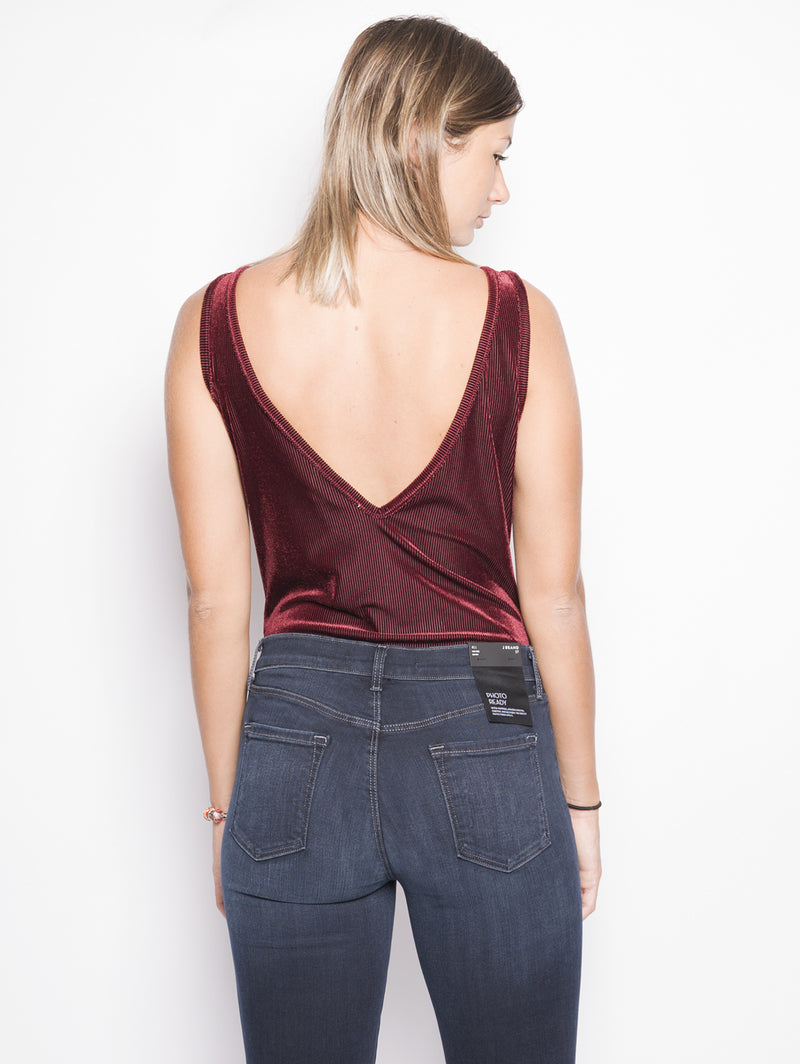 Body in velluto a coste Bordeaux-Top-WEILI ZHENG-TRYME Shop