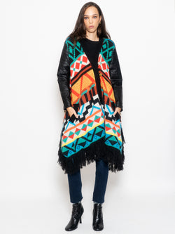 INSPIRED by AKEP-Cappotto con Maniche in Similpelle Multicolor-TRYME Shop
