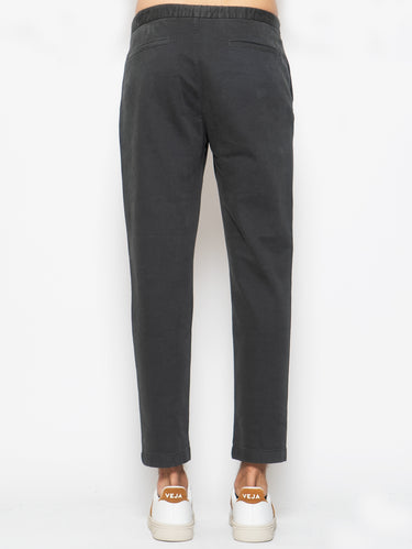 Pantaloni con Pince ed Elastico in Vita Antracite