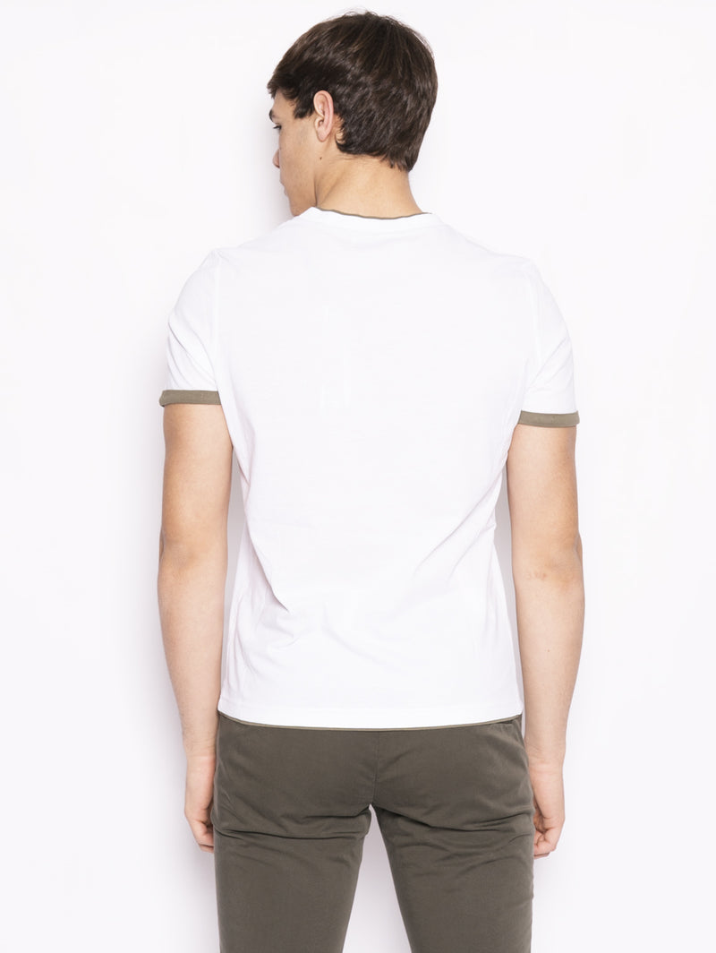 T-shirt con bordi a contrasto Bianco / Verde-Maglieria-Alpha Studio-TRYME Shop