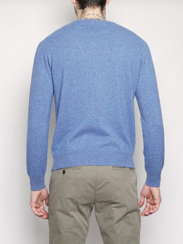 Girocollo in doppio filo di cashmere Celeste-Maglieria-Osvaldo Bruni-TRYME Shop