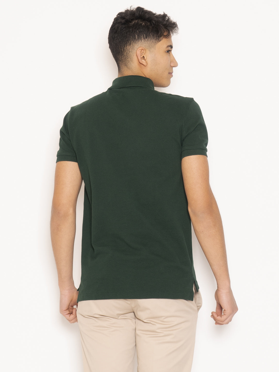 Grünes Slim FIT-Poloshirt aus Baumwoll-Piqué