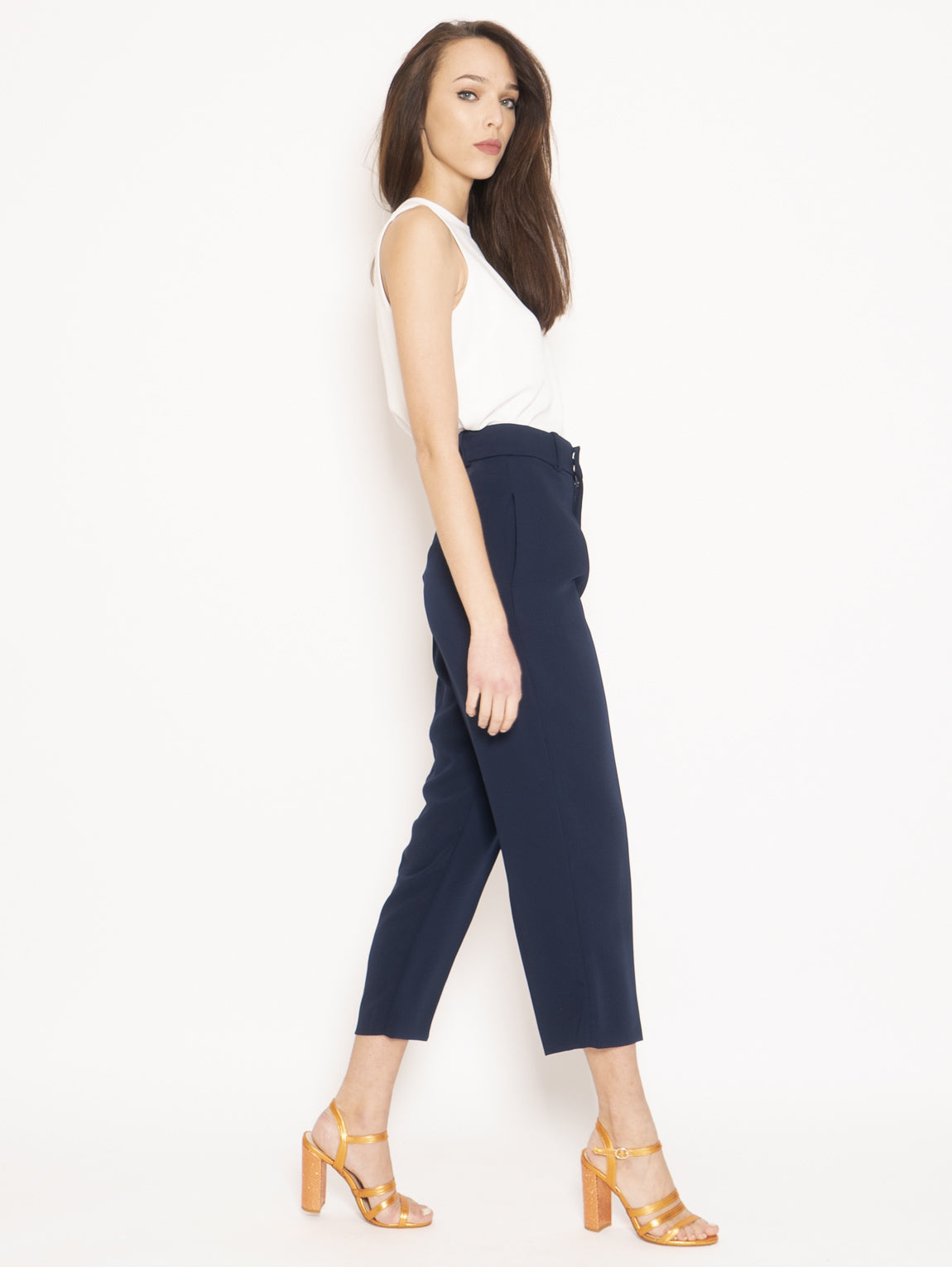 High Waist Trousers with Blue Pences Panters