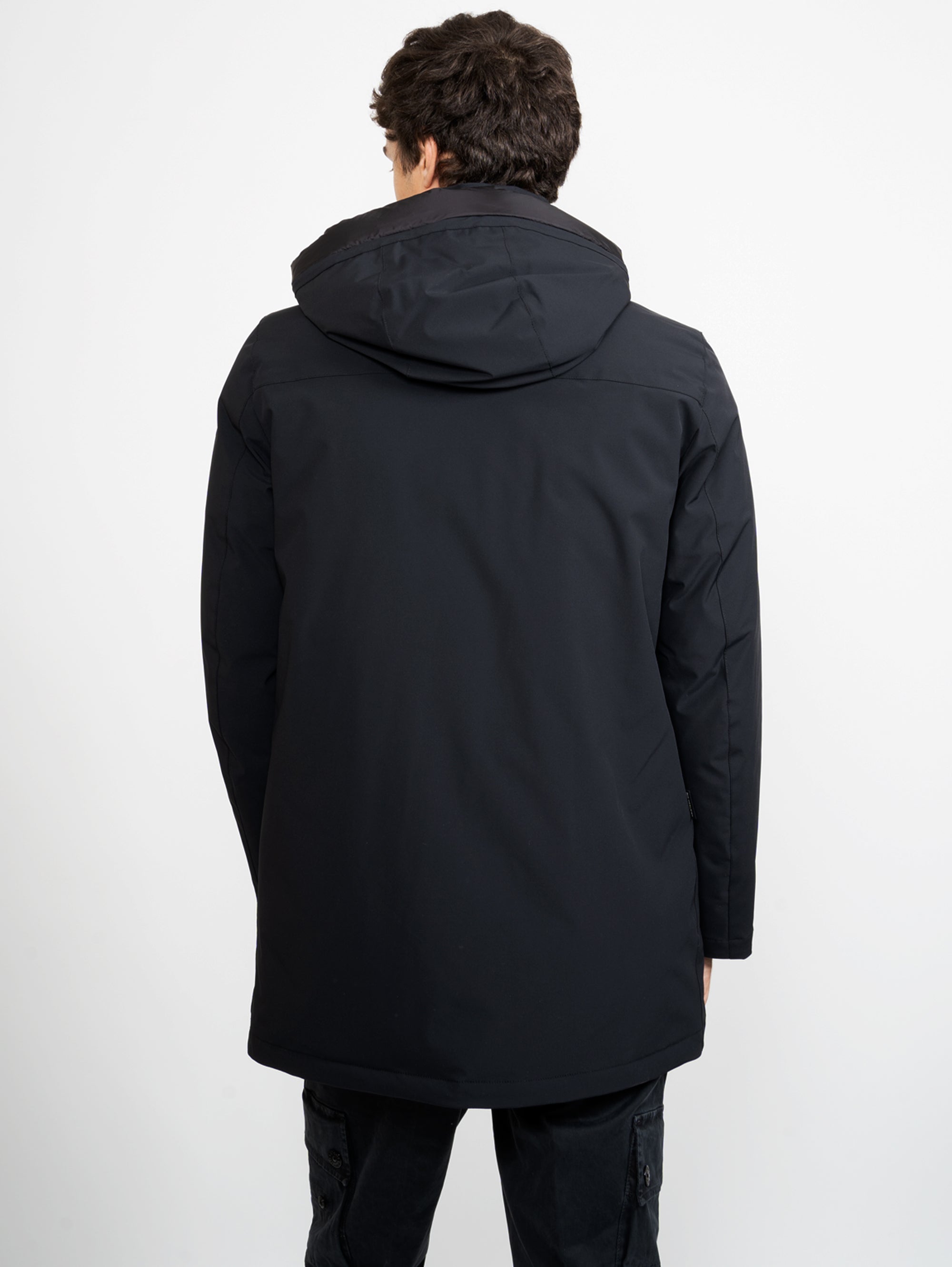 Mountain Parka in Black Stretch Fabric