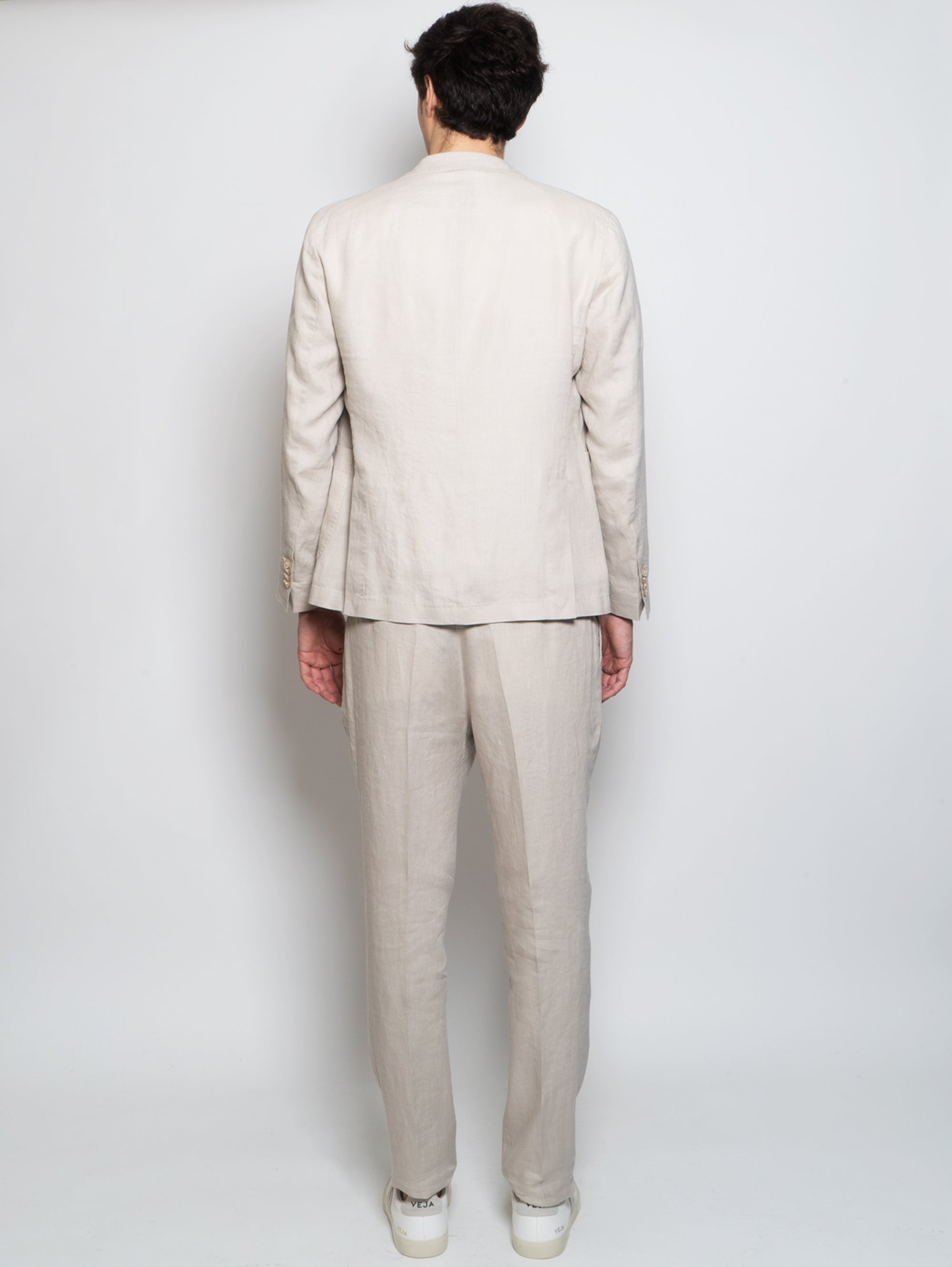 Beige Washed Linen Suit