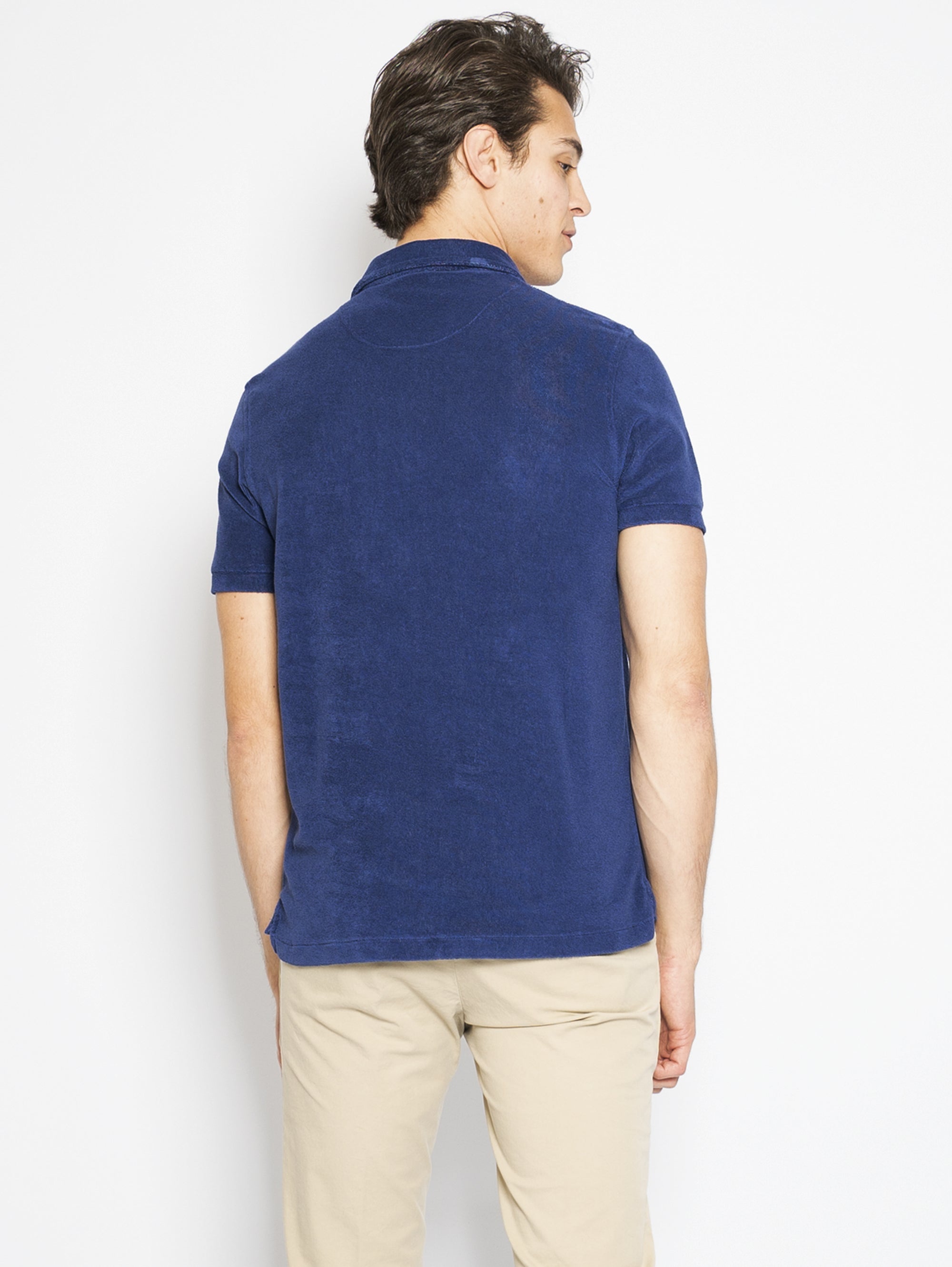 Blaues Frottee-Poloshirt