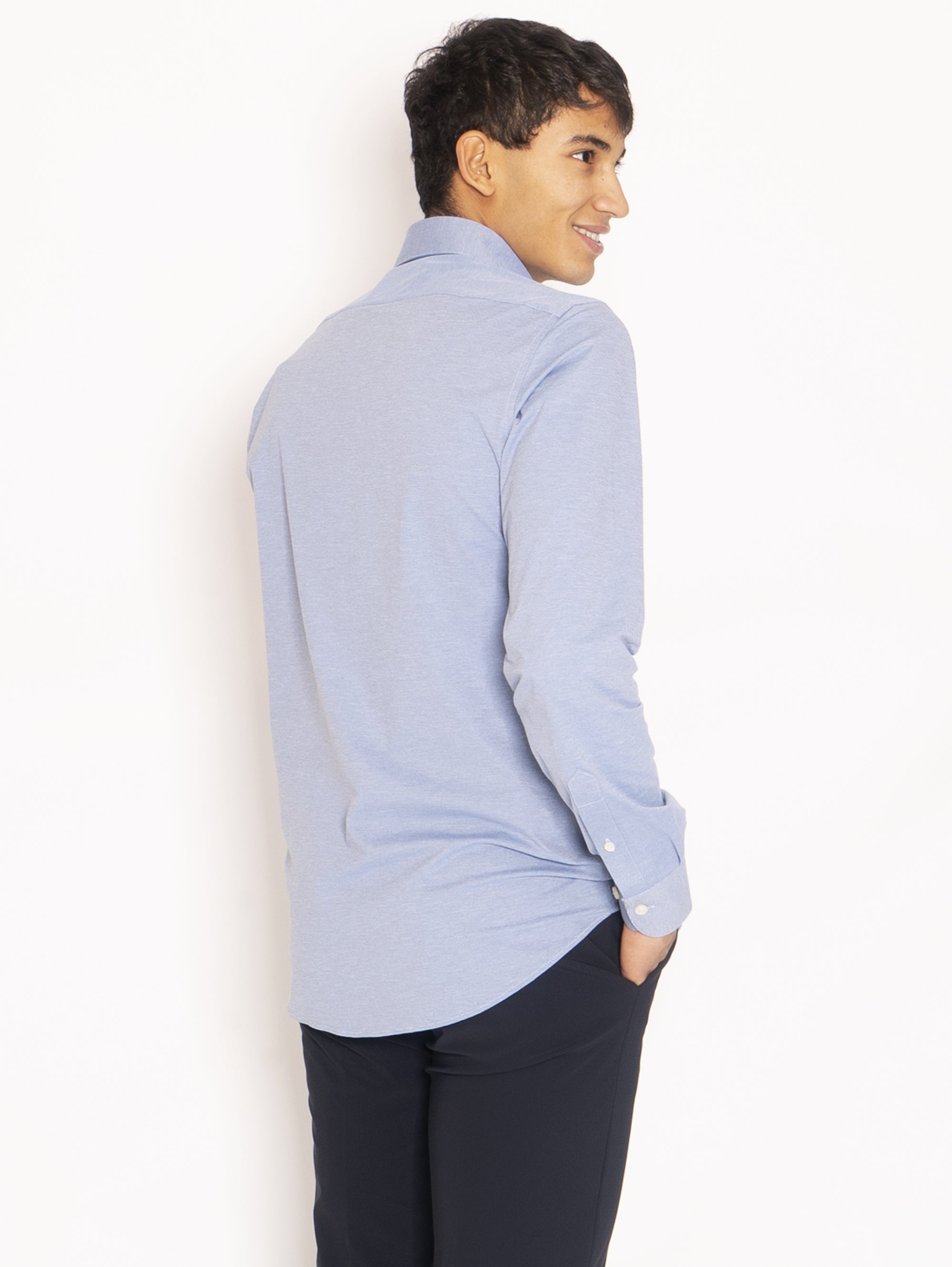 Super Stretch Shirt with Micro Stripes - Blue