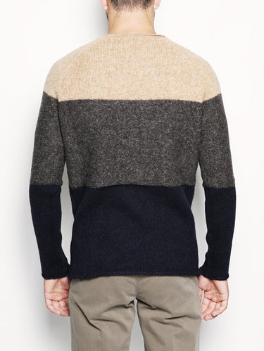 Maglia a righe - AU-6460C Ocra/Grigio/Blu-Maglieria-Alpha Studio-TRYME Shop