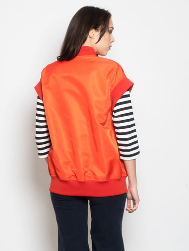 Oversized Orange Satin Vest