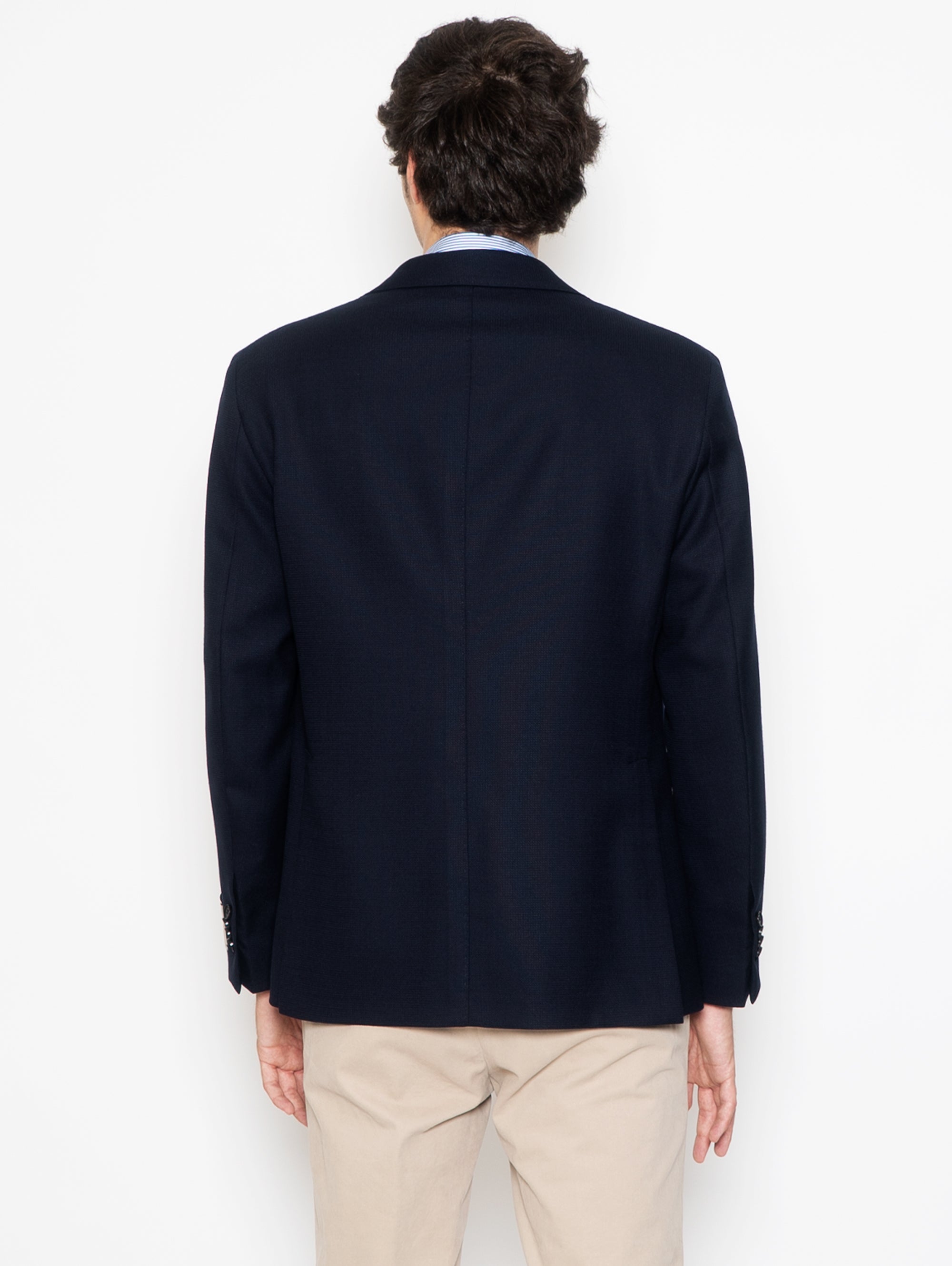 Semi Unlined Jacket in Blue Wool