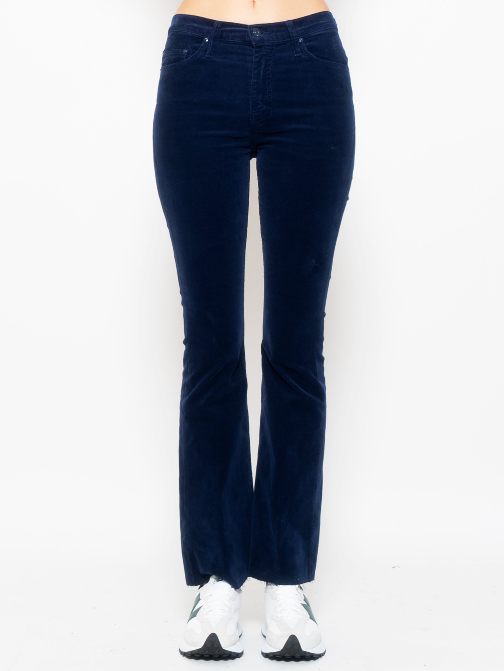 MOTHER-Pantaloni in Velluto a Coste Blu-TRYME Shop