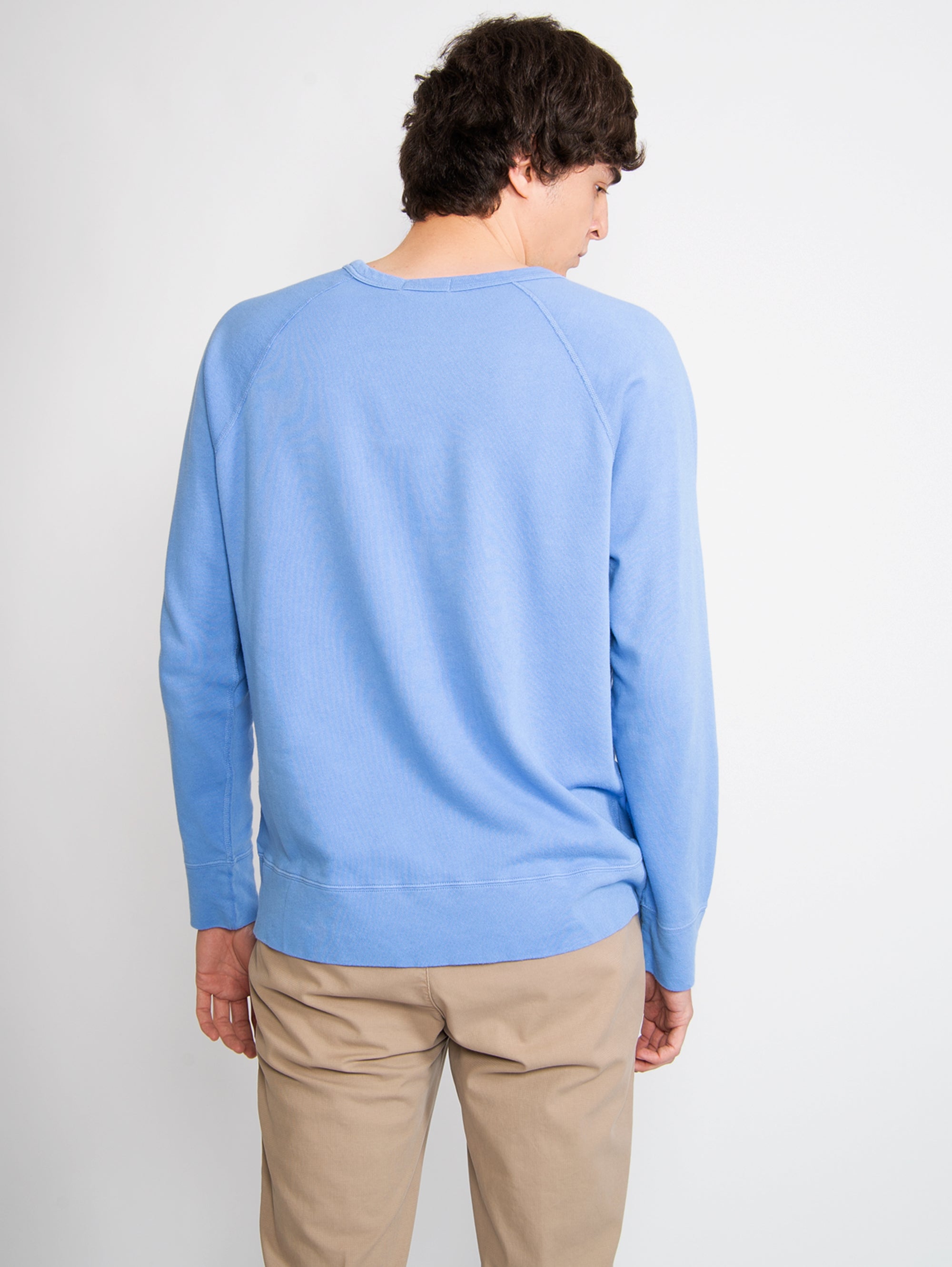 Crewneck Sweatshirt with Blue Raglan Sleeves