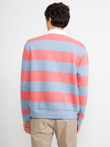 Rugby-Stil Sweatshirt mit Streifen in Rot/Blau