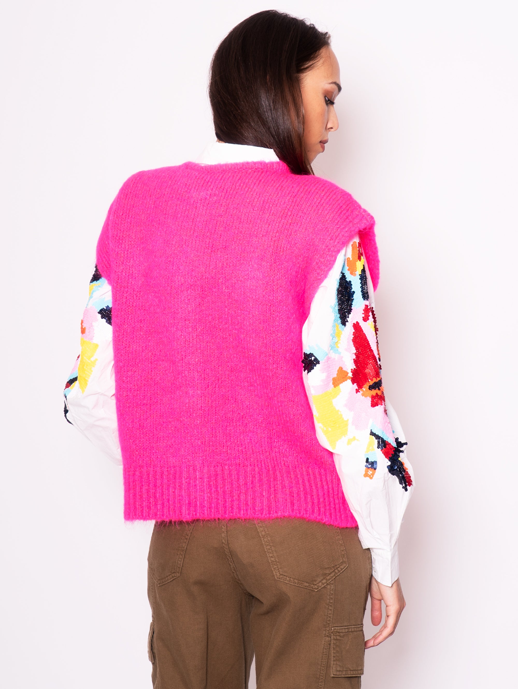 Cardigan in Mixed Mohair Pink