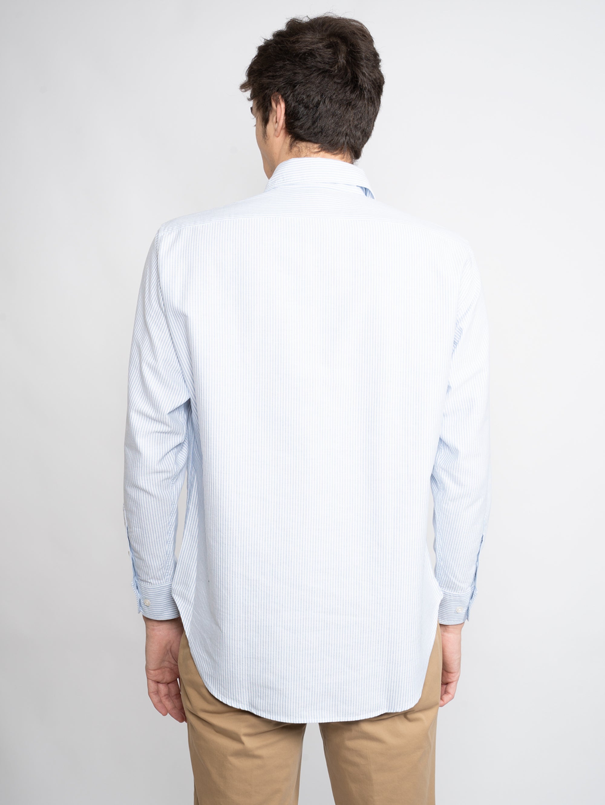 Camicia a Righe in Oxford Bianco/Blu
