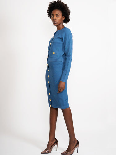 Rok in Gebreide Monogram Blauw