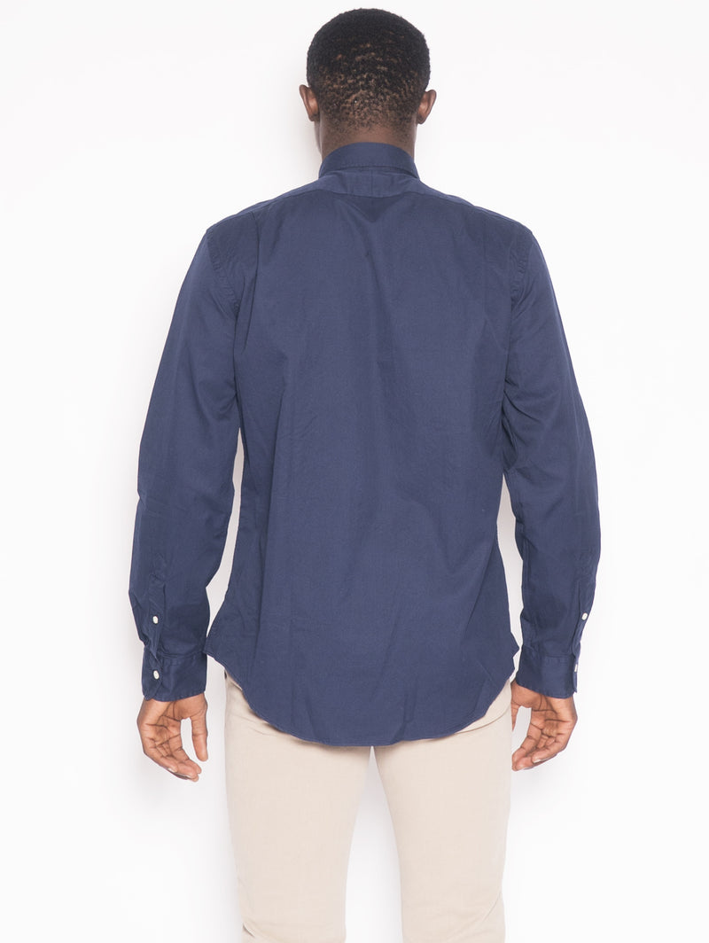 Camicia Slim Fit in Cotone Leggero Blu