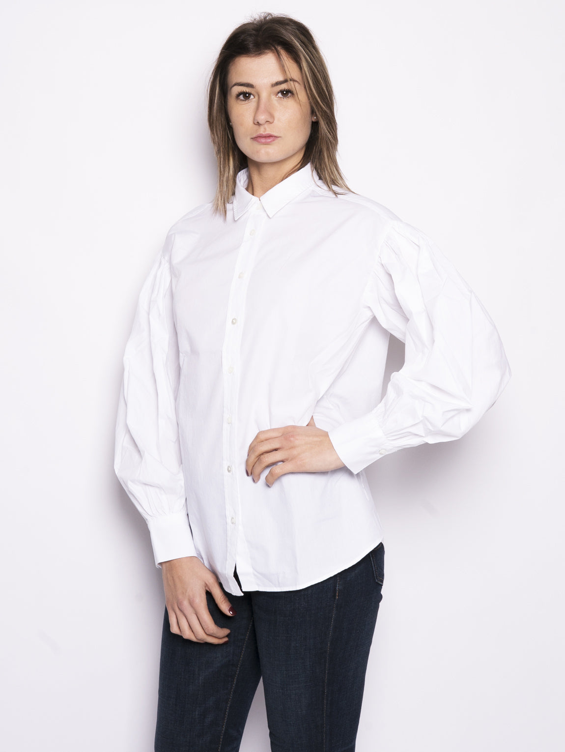 Camicia con arricciatura - Jenna Bianco-Blusa-CLOSED-TRYME Shop