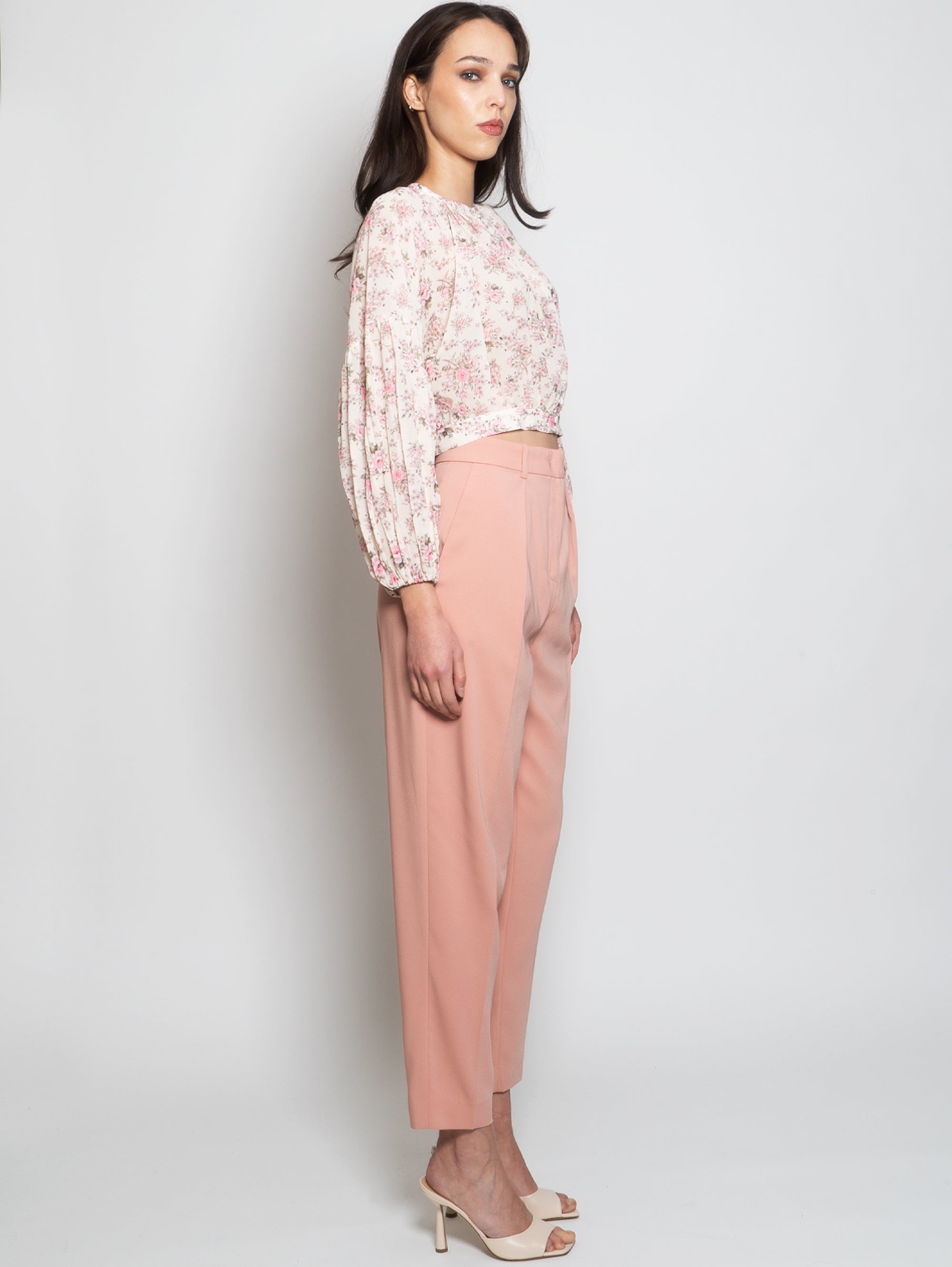 Pink Crepe Carrot Fit Pants