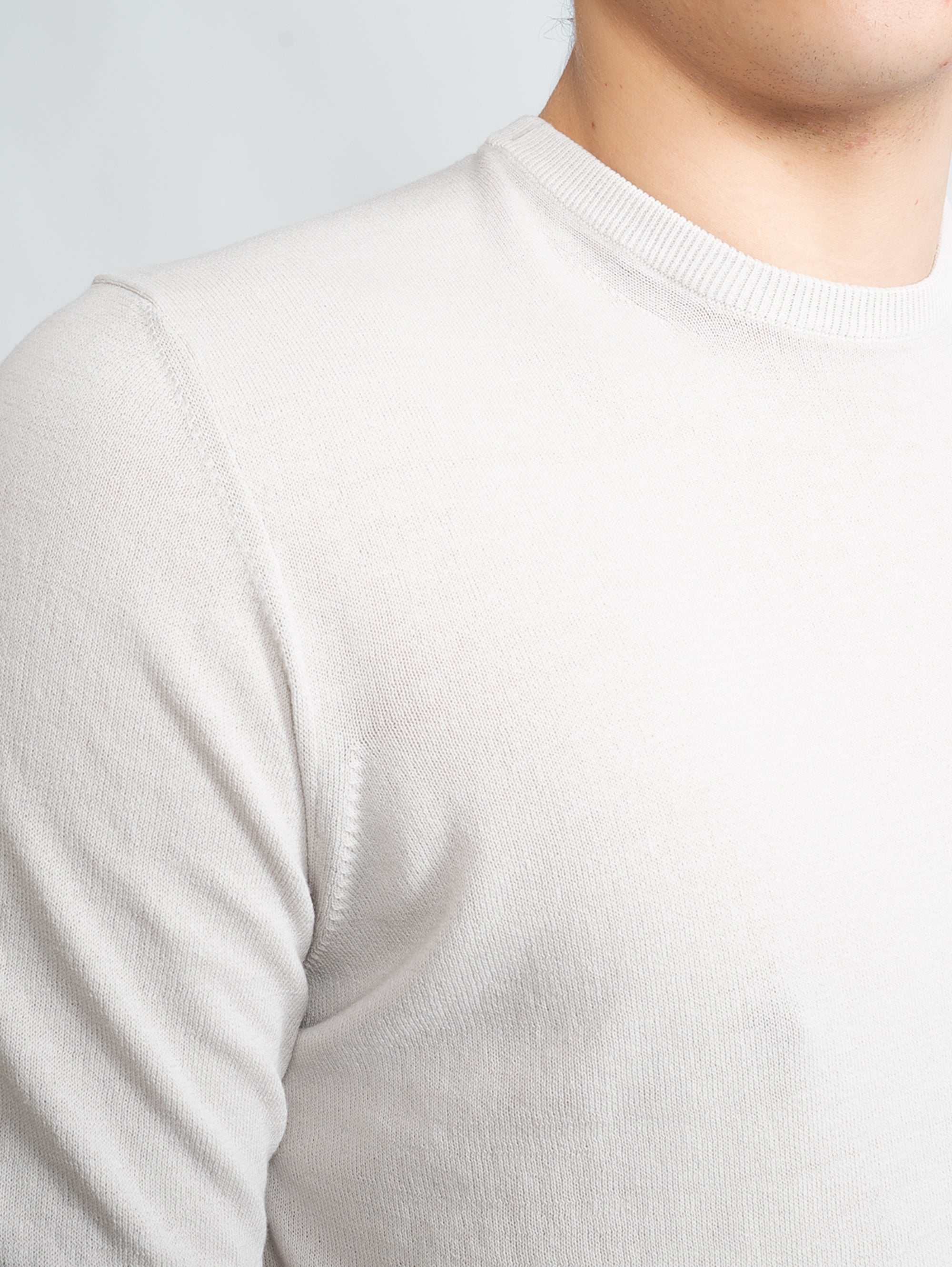 Weißer Kurzarm-Pullover aus Baumwolle